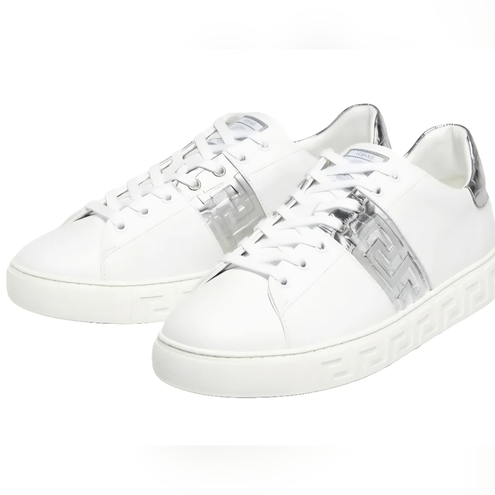 Versace Croc-Print Wht Silver Leather (Unisex) Snkers EU 40 /US Mens Sz 7 Wmns 9